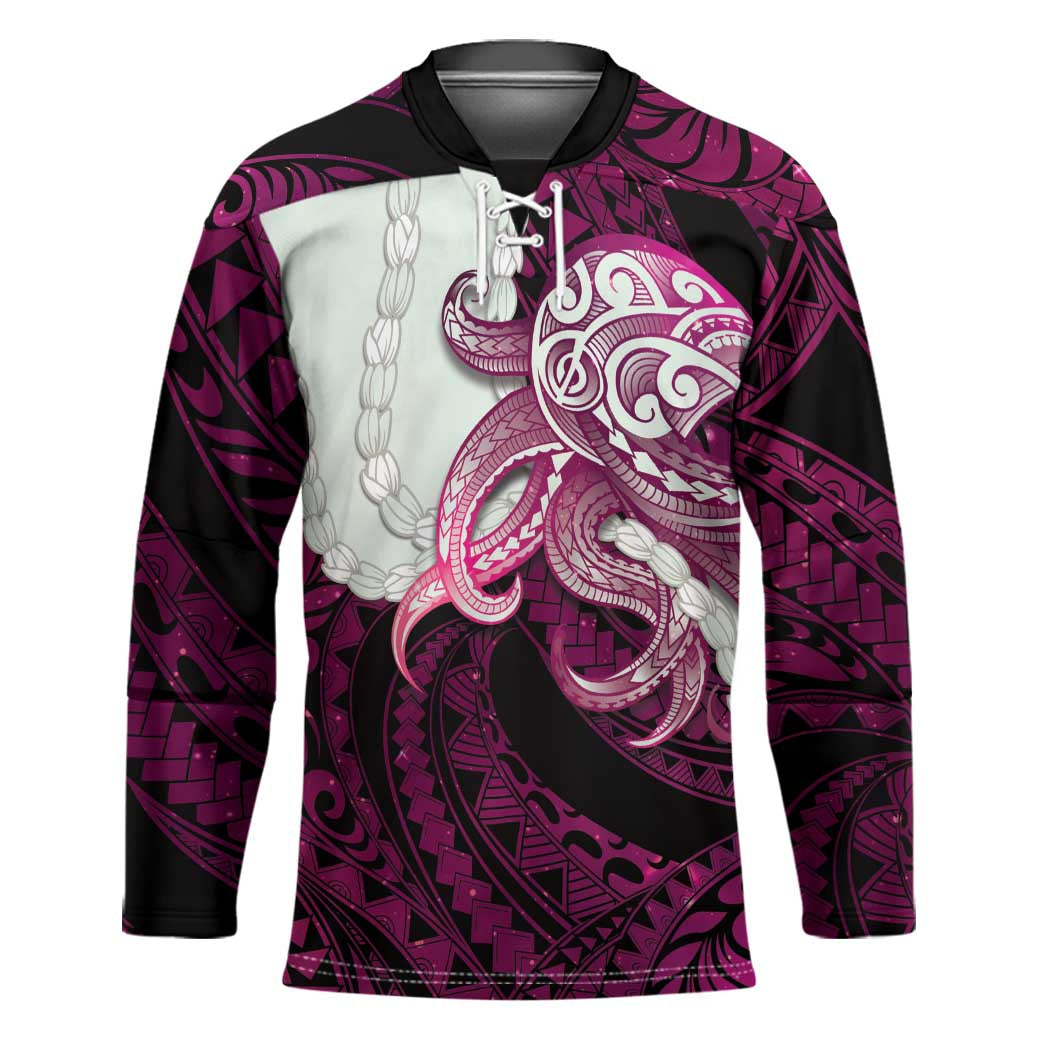 Pink Galaxy Polynesia Tribal Octopus Tattoo Hockey Jersey Pikake Lei Polynesian Pattern LT14 Unisex Pink - Polynesian Pride
