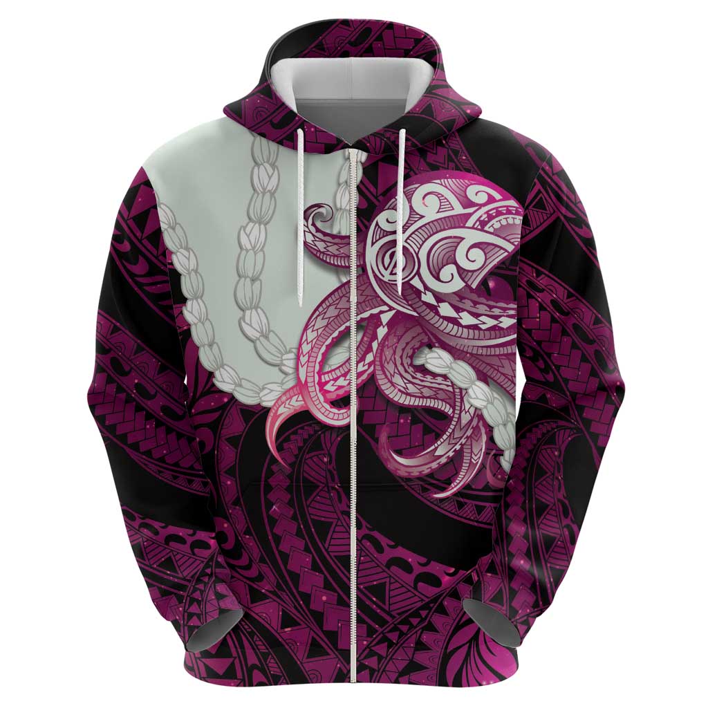 Pink Galaxy Polynesia Tribal Octopus Tattoo Hoodie Pikake Lei Polynesian Pattern LT14 - Polynesian Pride