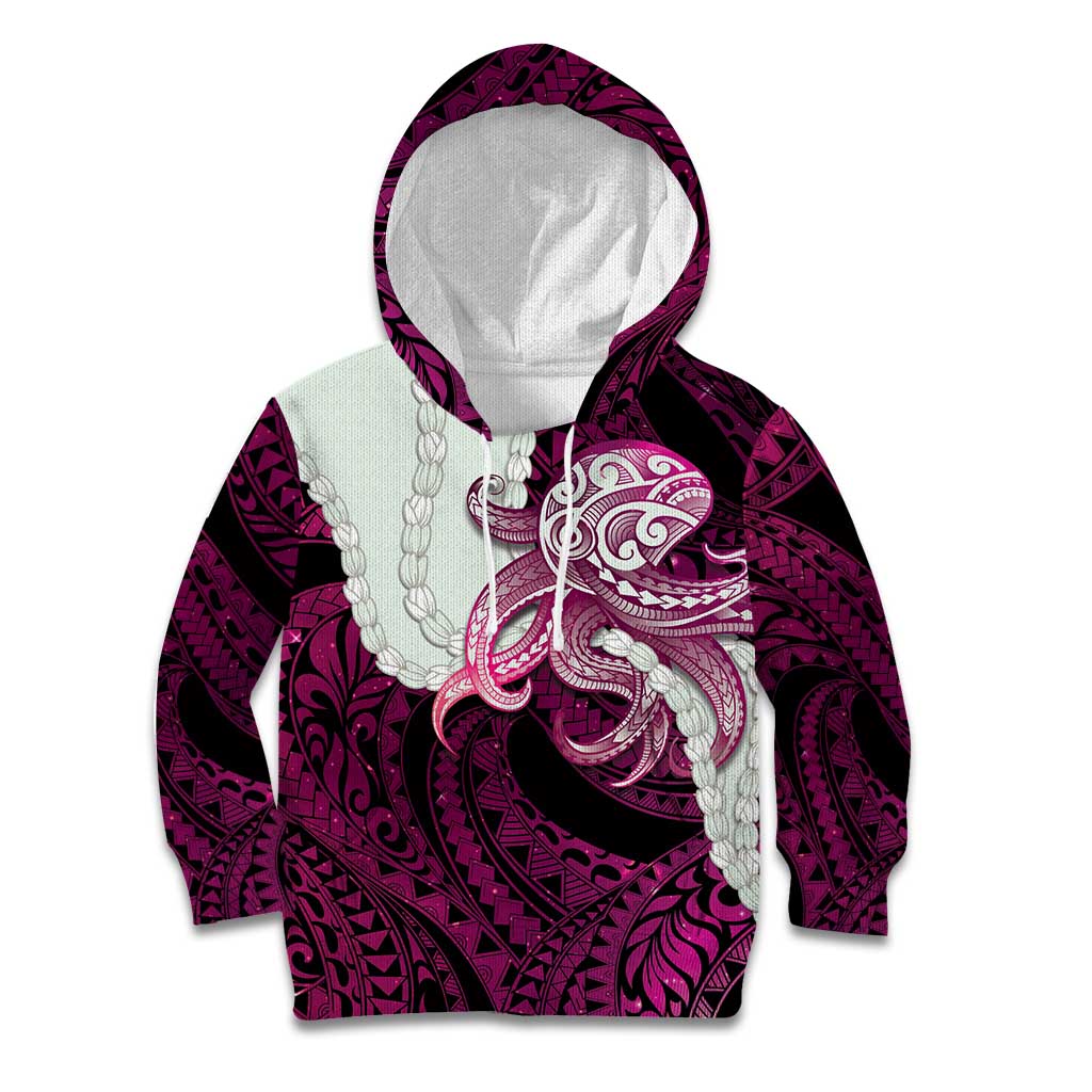 Pink Galaxy Polynesia Tribal Octopus Tattoo Kid Hoodie Pikake Lei Polynesian Pattern LT14 Hoodie Pink - Polynesian Pride