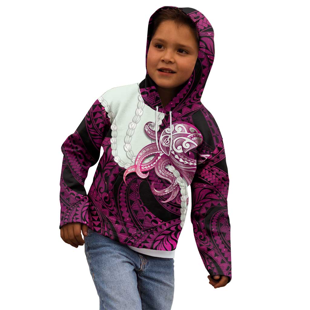 Pink Galaxy Polynesia Tribal Octopus Tattoo Kid Hoodie Pikake Lei Polynesian Pattern LT14 - Polynesian Pride