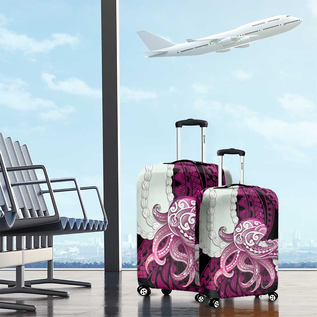 Pink Galaxy Polynesia Tribal Octopus Tattoo Luggage Cover Pikake Lei Polynesian Pattern