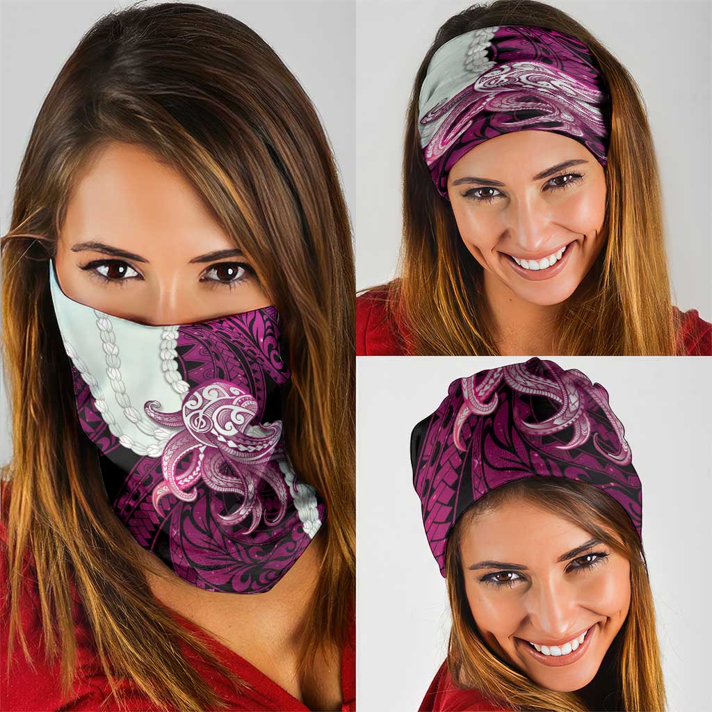 Pink Galaxy Polynesia Tribal Octopus Tattoo Neck Gaiter Pikake Lei Polynesian Pattern