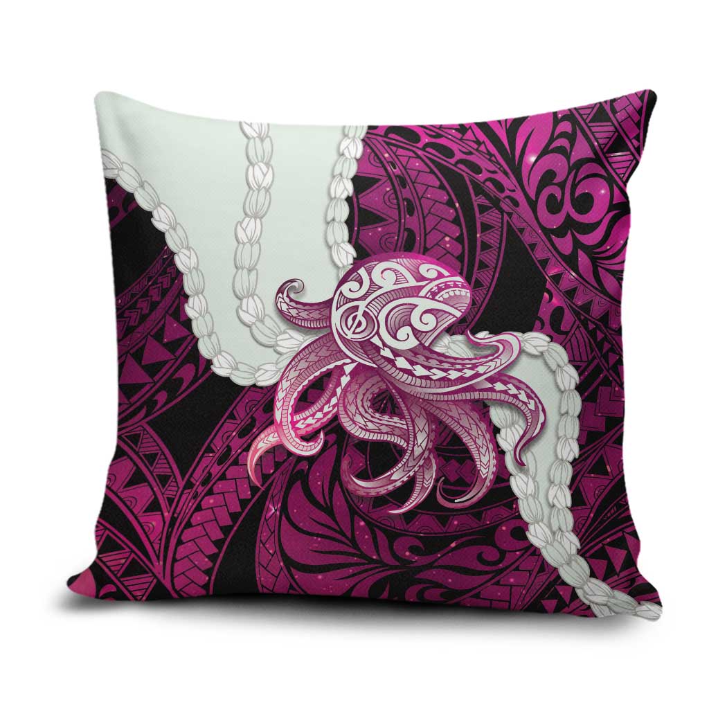 Pink Galaxy Polynesia Tribal Octopus Tattoo Pillow Cover Pikake Lei Polynesian Pattern