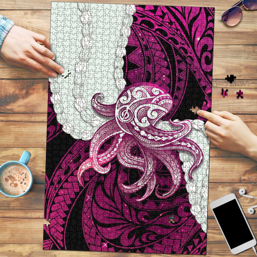 Pink Galaxy Polynesia Tribal Octopus Tattoo Puzzle Pikake Lei Polynesian Pattern LT14 Pink - Polynesian Pride