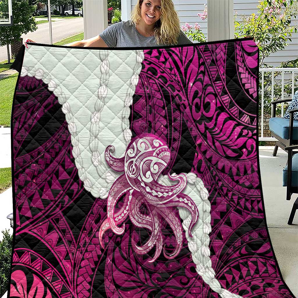 Pink Galaxy Polynesia Tribal Octopus Tattoo Quilt Pikake Lei Polynesian Pattern LT14 Pink - Polynesian Pride
