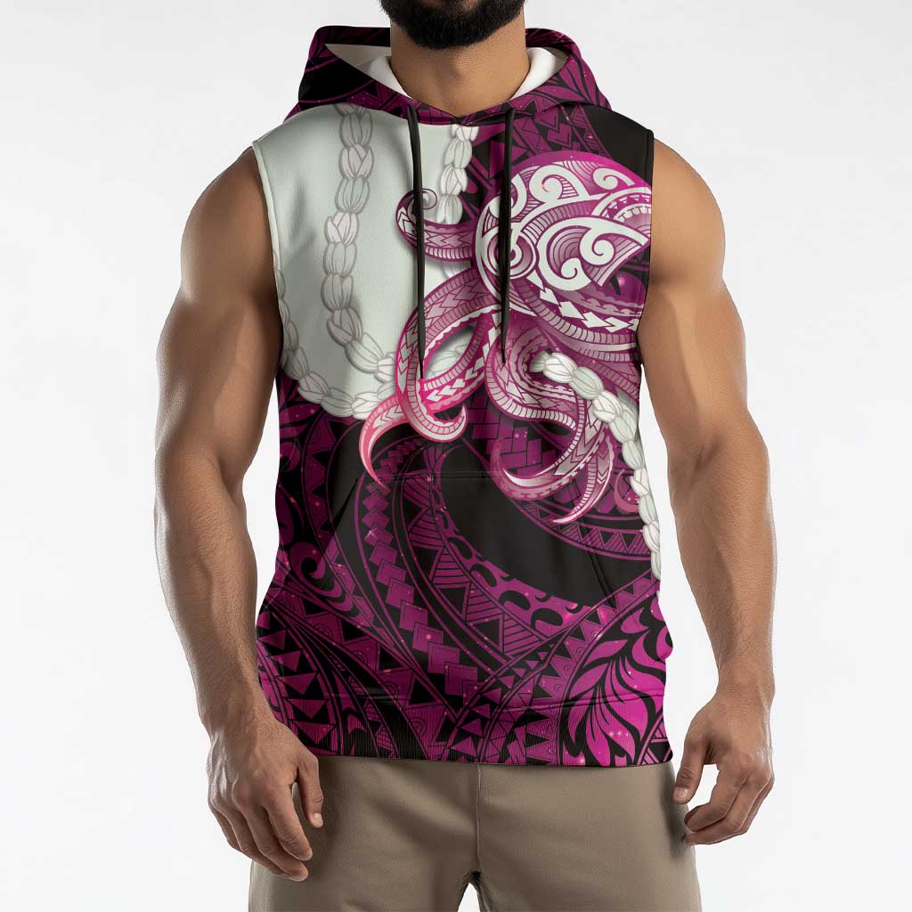 Pink Galaxy Polynesia Tribal Octopus Tattoo Sleeveless Hoodie Pikake Lei Polynesian Pattern LT14 - Polynesian Pride