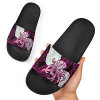 Pink Galaxy Polynesia Tribal Octopus Tattoo Slide Sandals Pikake Lei Polynesian Pattern LT14 - Polynesian Pride