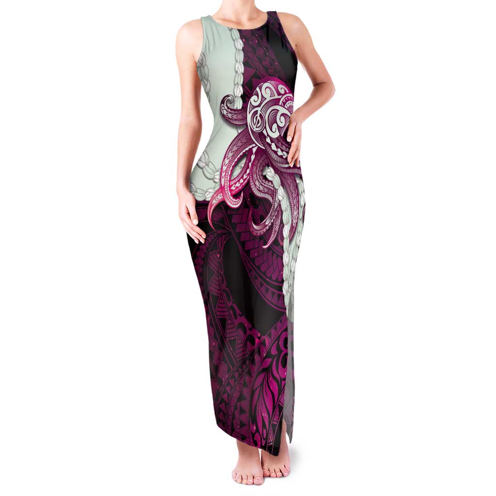 Pink Galaxy Polynesia Tribal Octopus Tattoo Tank Maxi Dress Pikake Lei Polynesian Pattern LT14 Women Pink - Polynesian Pride
