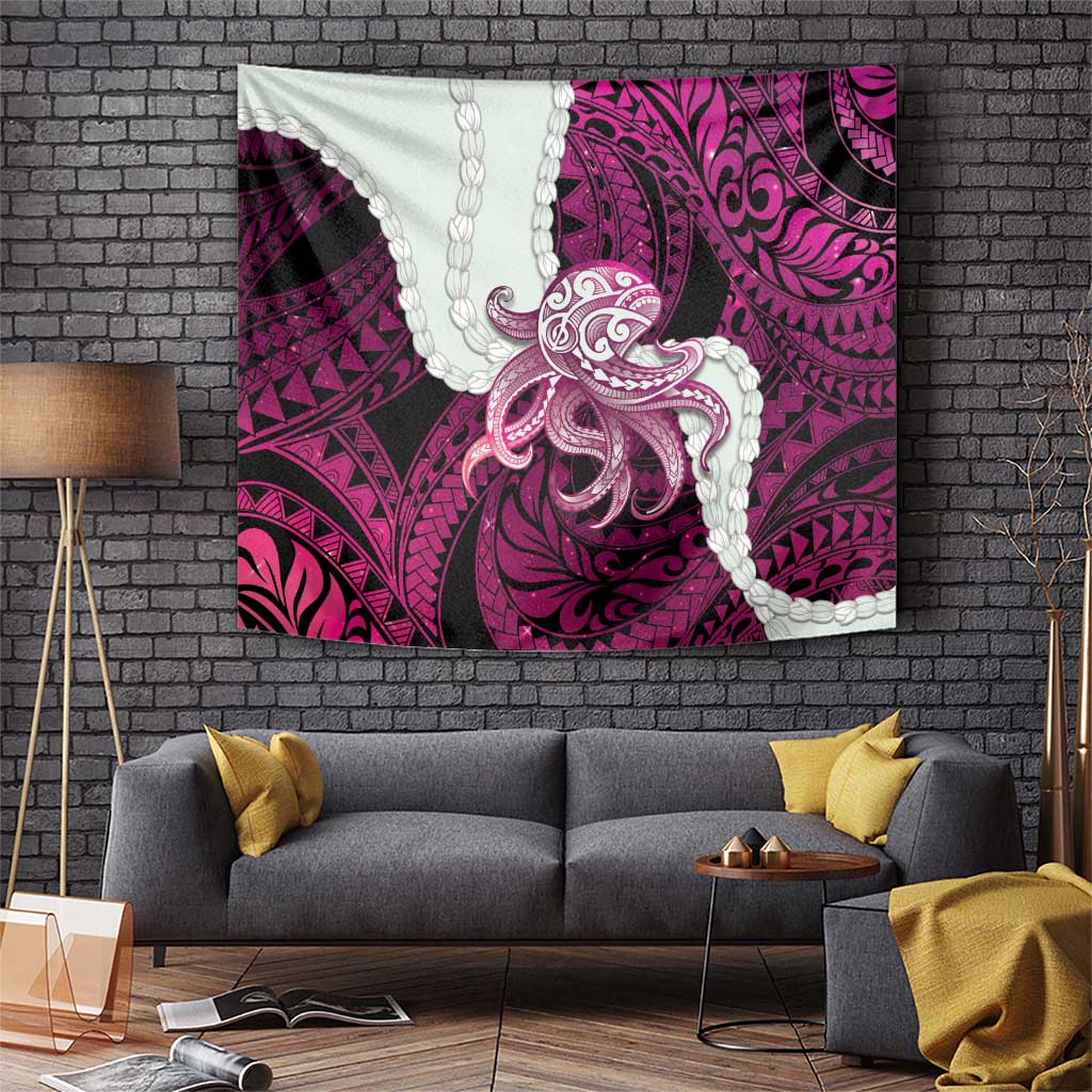 Pink Galaxy Polynesia Tribal Octopus Tattoo Tapestry Pikake Lei Polynesian Pattern LT14 Pink - Polynesian Pride