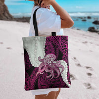 Pink Galaxy Polynesia Tribal Octopus Tattoo Tote Bag Pikake Lei Polynesian Pattern