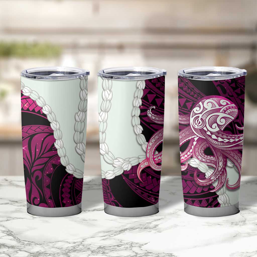 Pink Galaxy Polynesia Tribal Octopus Tattoo Tumbler Cup Pikake Lei Polynesian Pattern LT14 - Polynesian Pride