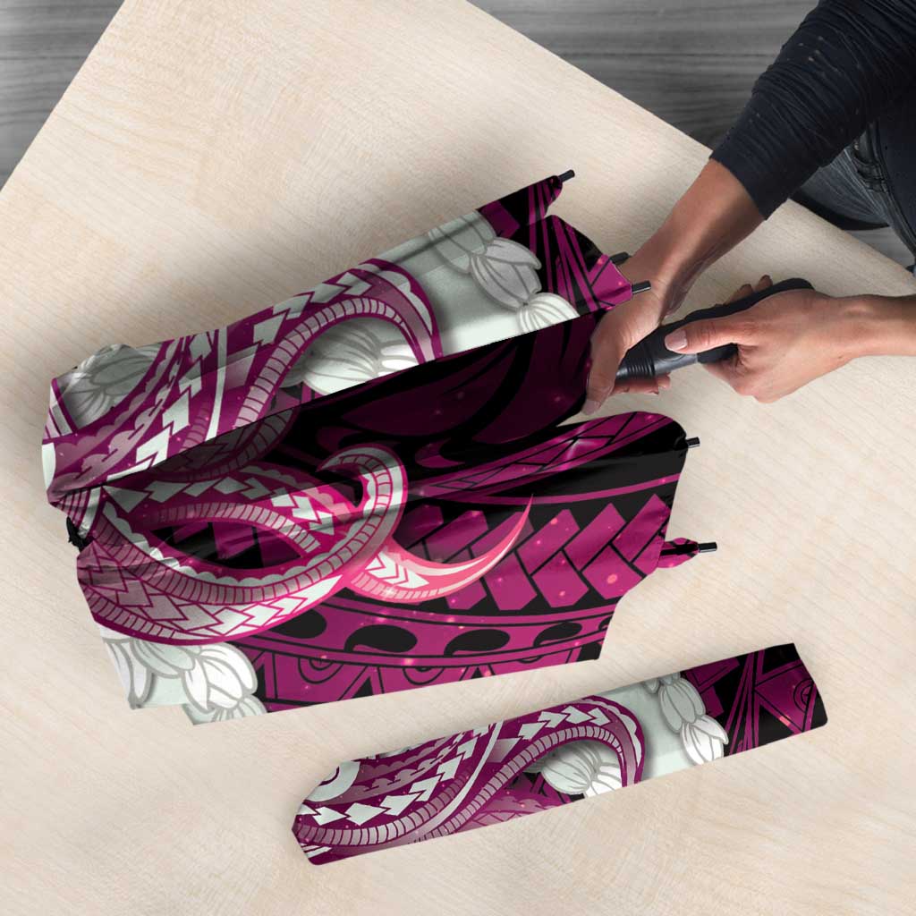 Pink Galaxy Polynesia Tribal Octopus Tattoo Umbrella Pikake Lei Polynesian Pattern