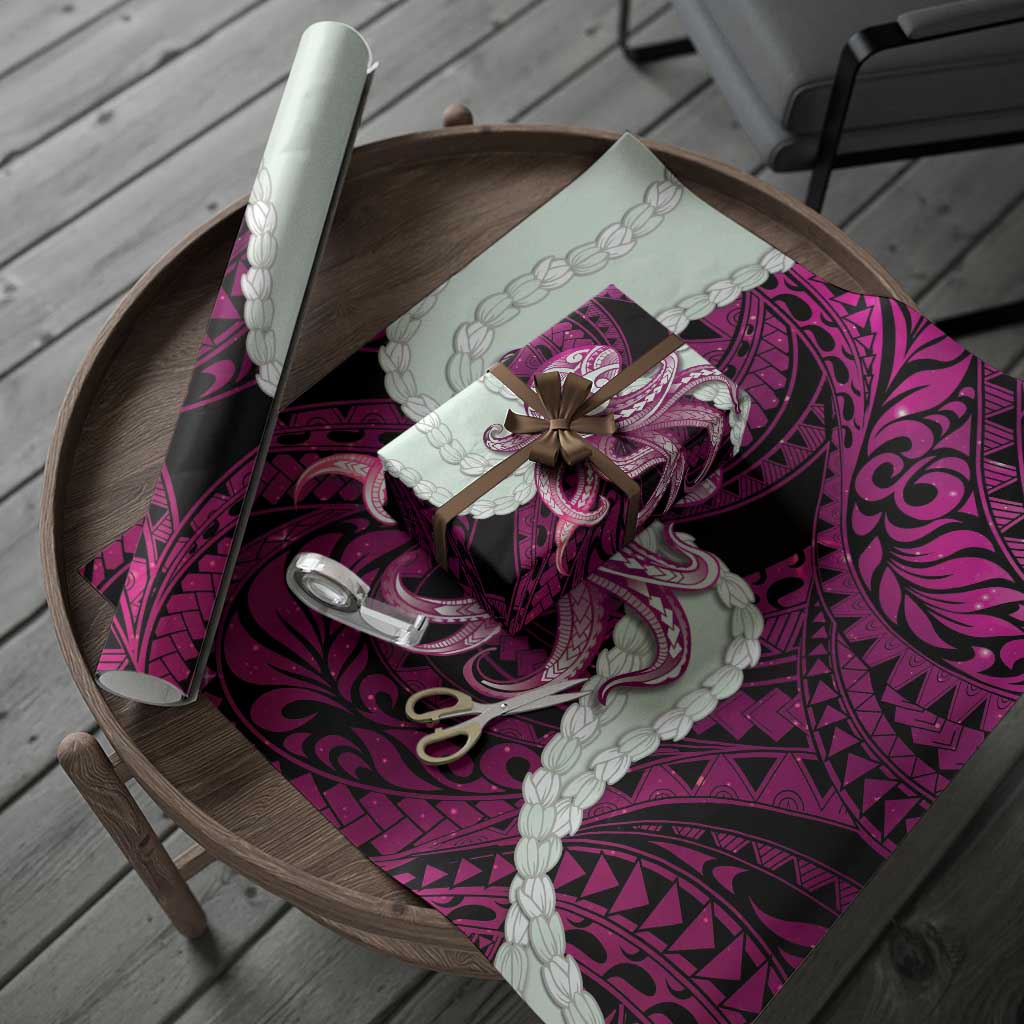 Pink Galaxy Polynesia Tribal Octopus Tattoo Wrapping Paper Pikake Lei Polynesian Pattern