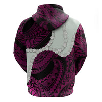 Pink Galaxy Polynesia Tribal Octopus Tattoo Zip Hoodie Pikake Lei Polynesian Pattern LT14 - Polynesian Pride