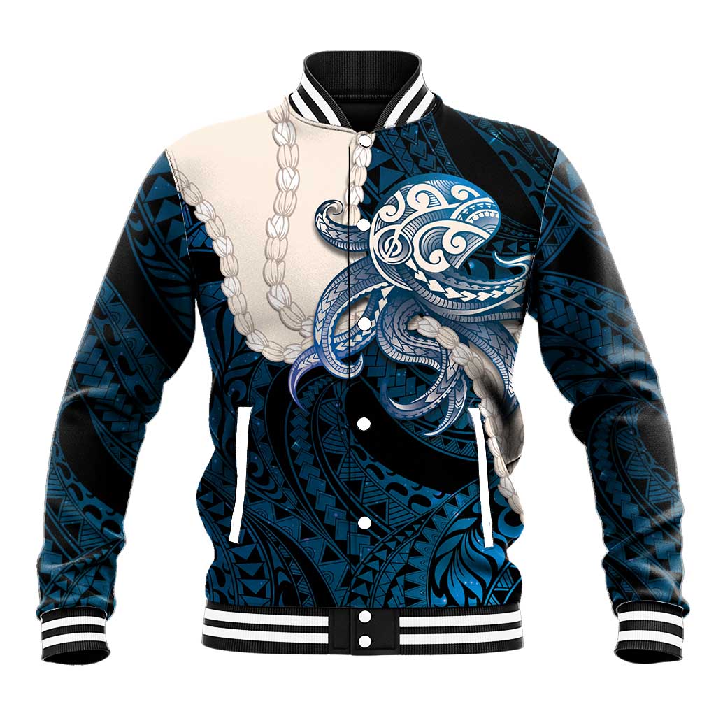 Blue Galaxy Polynesia Tribal Octopus Tattoo Baseball Jacket Pikake Lei Polynesian Pattern LT14 Unisex Blue - Polynesian Pride