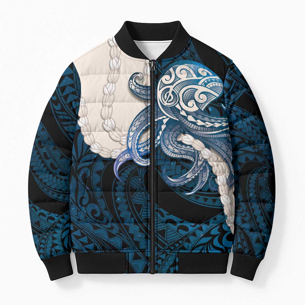 Blue Galaxy Polynesia Tribal Octopus Tattoo Bomber Puffer Jacket Pikake Lei Polynesian Pattern LT14 Unisex Blue - Polynesian Pride