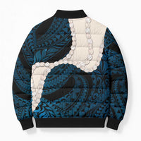 Blue Galaxy Polynesia Tribal Octopus Tattoo Bomber Puffer Jacket Pikake Lei Polynesian Pattern LT14 - Polynesian Pride