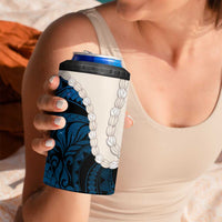 Blue Galaxy Polynesia Tribal Octopus Tattoo 4 in 1 Can Cooler Tumbler Pikake Lei Polynesian Pattern
