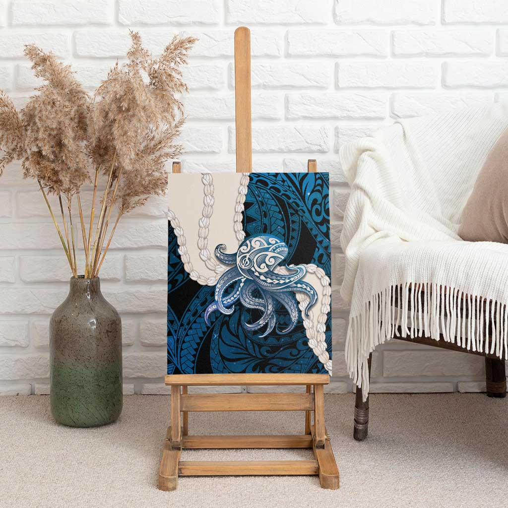 Blue Galaxy Polynesia Tribal Octopus Tattoo Canvas Wall Art Pikake Lei Polynesian Pattern