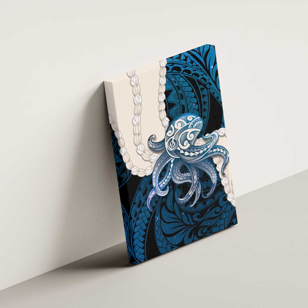 Blue Galaxy Polynesia Tribal Octopus Tattoo Canvas Wall Art Pikake Lei Polynesian Pattern