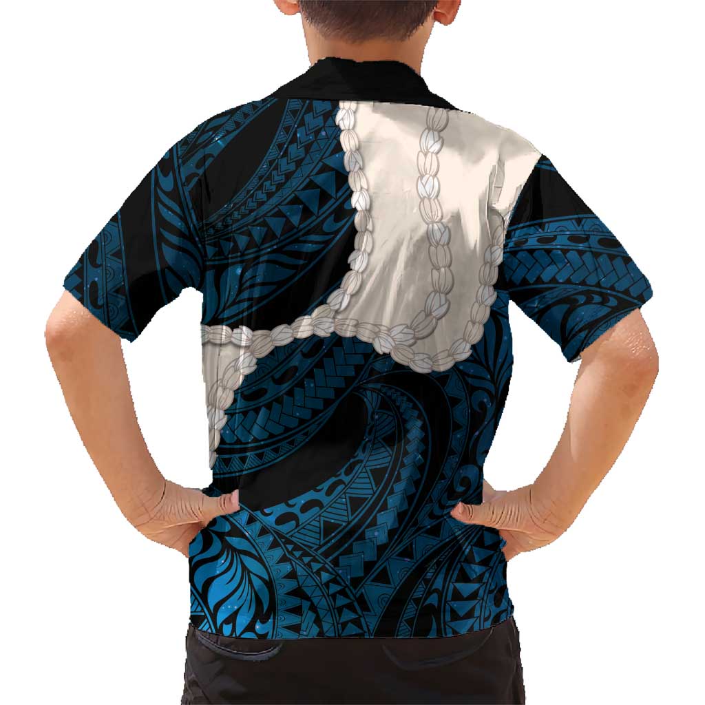 Blue Galaxy Polynesia Tribal Octopus Tattoo Family Matching Off Shoulder Maxi Dress and Hawaiian Shirt Pikake Lei Polynesian Pattern LT14 - Polynesian Pride