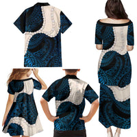 Blue Galaxy Polynesia Tribal Octopus Tattoo Family Matching Puletasi and Hawaiian Shirt Pikake Lei Polynesian Pattern LT14 - Polynesian Pride