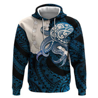 Blue Galaxy Polynesia Tribal Octopus Tattoo Hoodie Pikake Lei Polynesian Pattern LT14 Pullover Hoodie Blue - Polynesian Pride