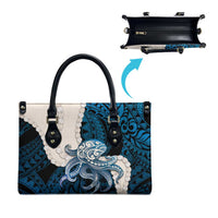 Blue Galaxy Polynesia Tribal Octopus Tattoo Leather Bag Pikake Lei Polynesian Pattern