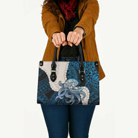 Blue Galaxy Polynesia Tribal Octopus Tattoo Leather Bag Pikake Lei Polynesian Pattern