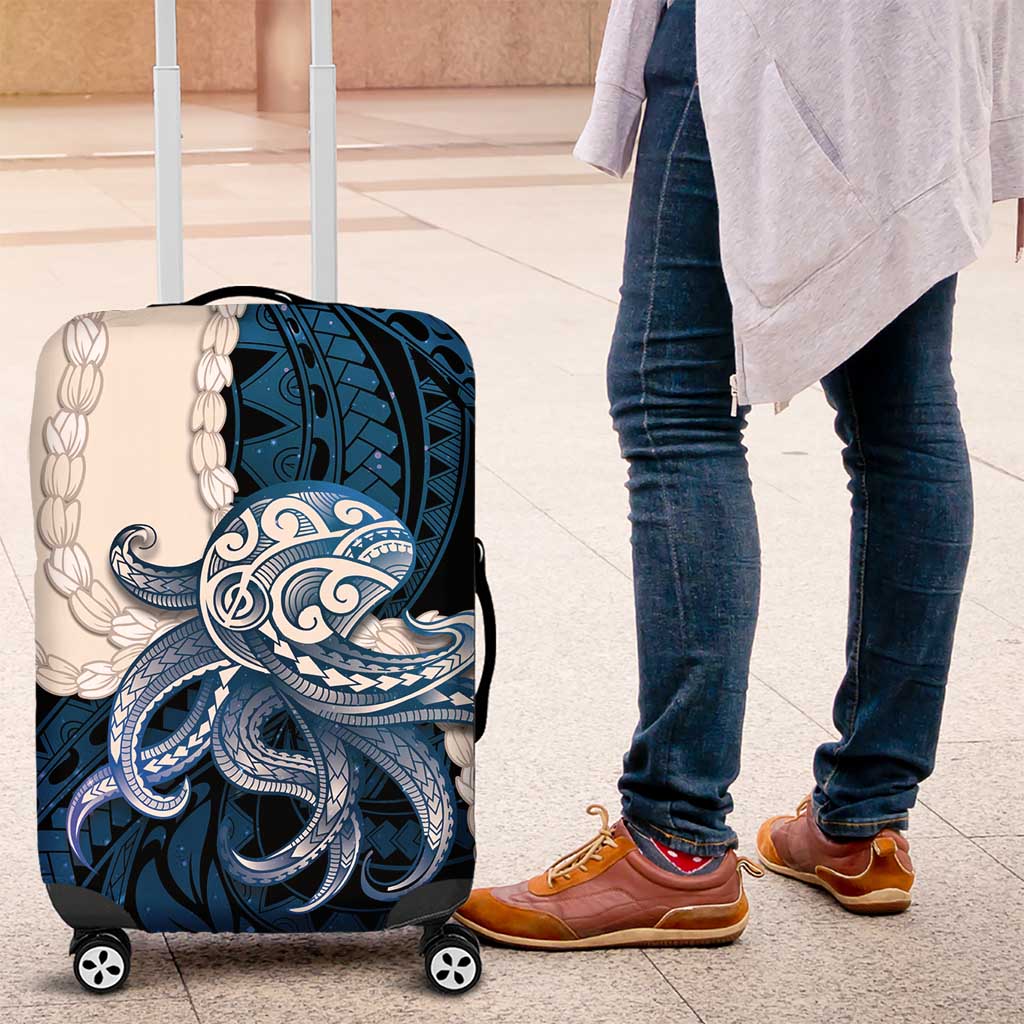 Blue Galaxy Polynesia Tribal Octopus Tattoo Luggage Cover Pikake Lei Polynesian Pattern