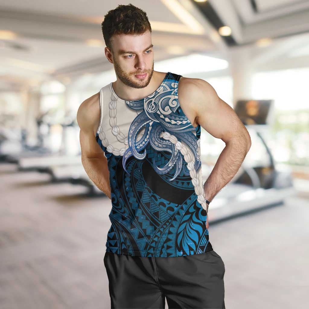 Blue Galaxy Polynesia Tribal Octopus Tattoo Men Tank Top Pikake Lei Polynesian Pattern LT14 Blue - Polynesian Pride