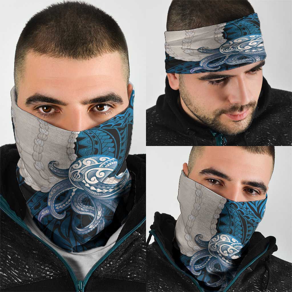 Blue Galaxy Polynesia Tribal Octopus Tattoo Neck Gaiter Pikake Lei Polynesian Pattern