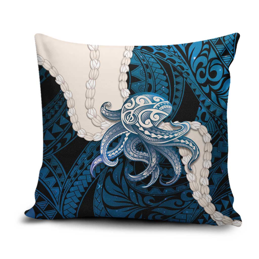 Blue Galaxy Polynesia Tribal Octopus Tattoo Pillow Cover Pikake Lei Polynesian Pattern LT14 Blue - Polynesian Pride