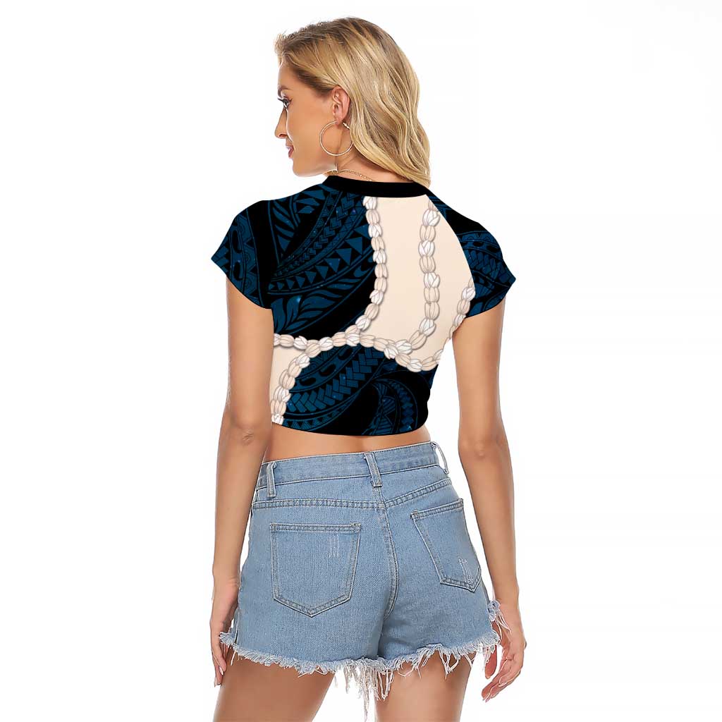 Blue Galaxy Polynesia Tribal Octopus Tattoo Raglan Cropped T Shirt Pikake Lei Polynesian Pattern LT14 - Polynesian Pride