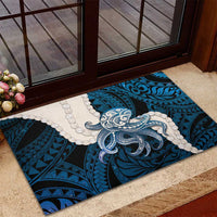 Blue Galaxy Polynesia Tribal Octopus Tattoo Rubber Doormat Pikake Lei Polynesian Pattern
