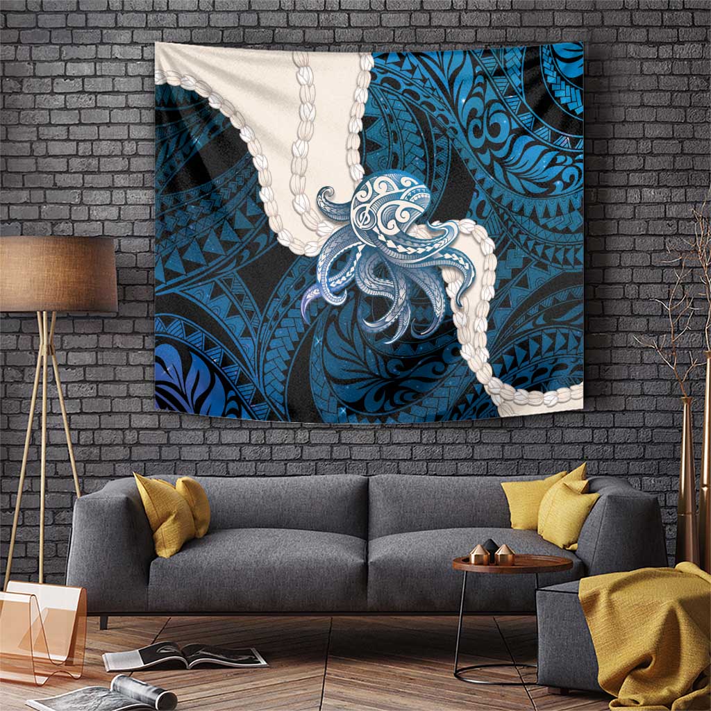Blue Galaxy Polynesia Tribal Octopus Tattoo Tapestry Pikake Lei Polynesian Pattern LT14 Blue - Polynesian Pride