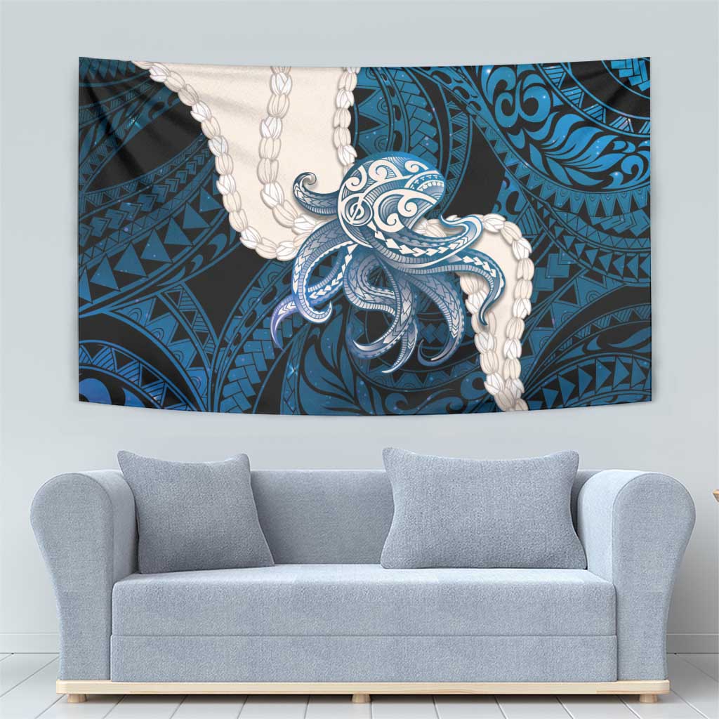 Blue Galaxy Polynesia Tribal Octopus Tattoo Tapestry Pikake Lei Polynesian Pattern LT14 - Polynesian Pride