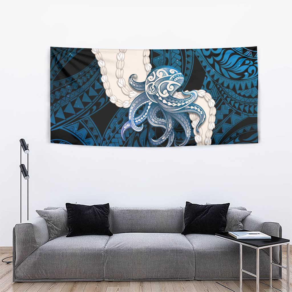 Blue Galaxy Polynesia Tribal Octopus Tattoo Tapestry Pikake Lei Polynesian Pattern LT14 - Polynesian Pride