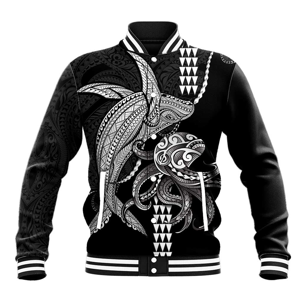 Kanaloa Aloha Hawaii Baseball Jacket Humpback Whale Octopus Tattoo Kakau Pattern