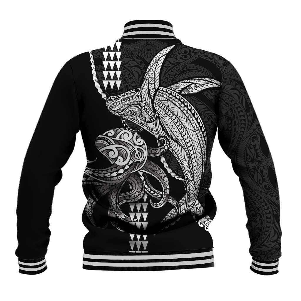 Kanaloa Aloha Hawaii Baseball Jacket Humpback Whale Octopus Tattoo Kakau Pattern