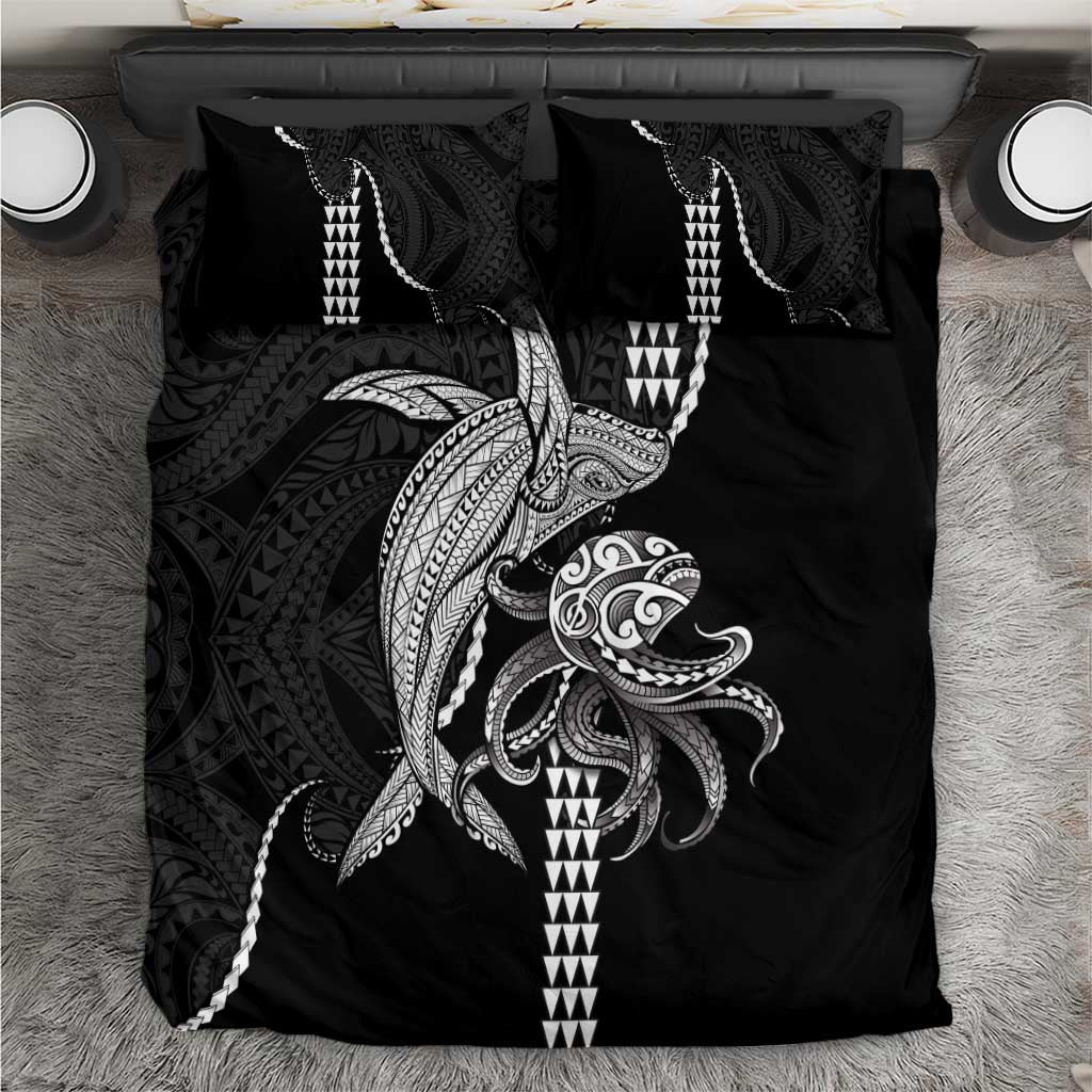 Kanaloa Aloha Hawaii Bedding Set Humpback Whale Octopus Tattoo Kakau Pattern