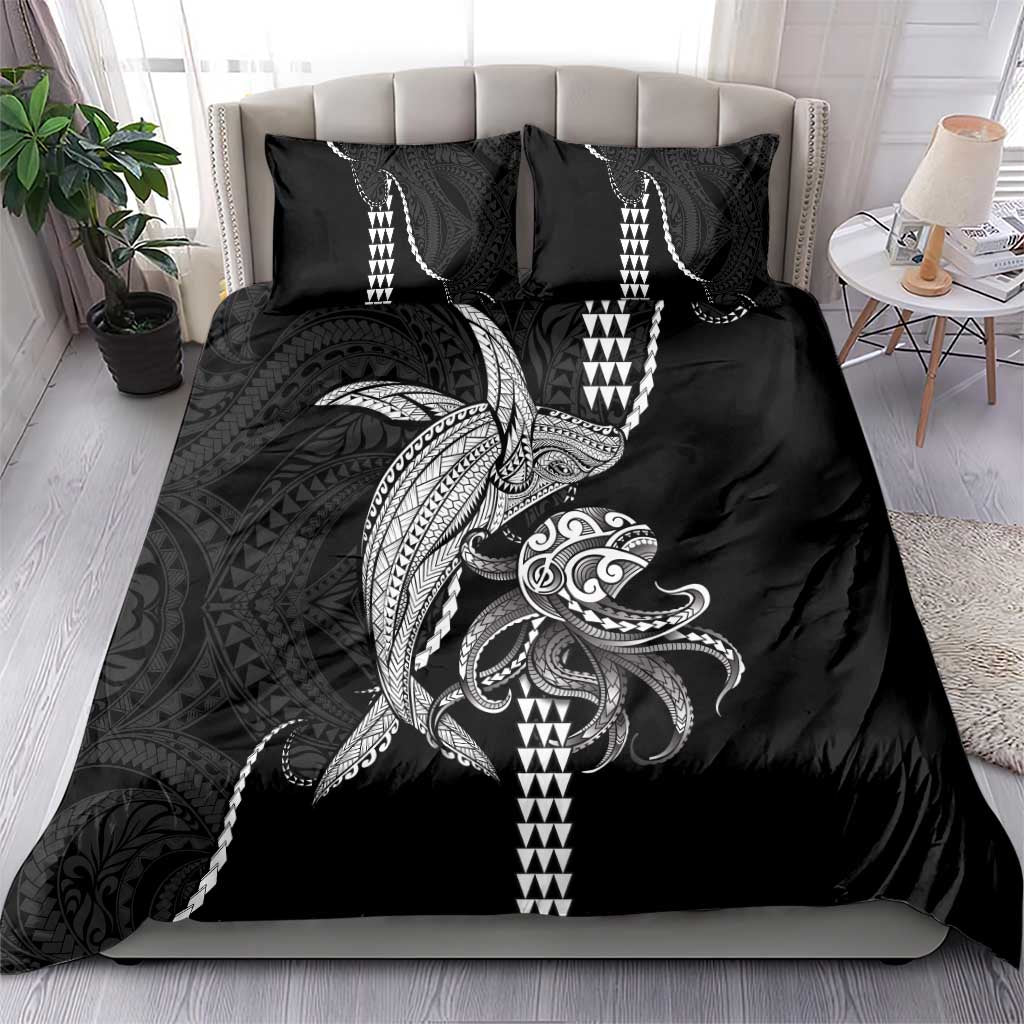 Kanaloa Aloha Hawaii Bedding Set Humpback Whale Octopus Tattoo Kakau Pattern