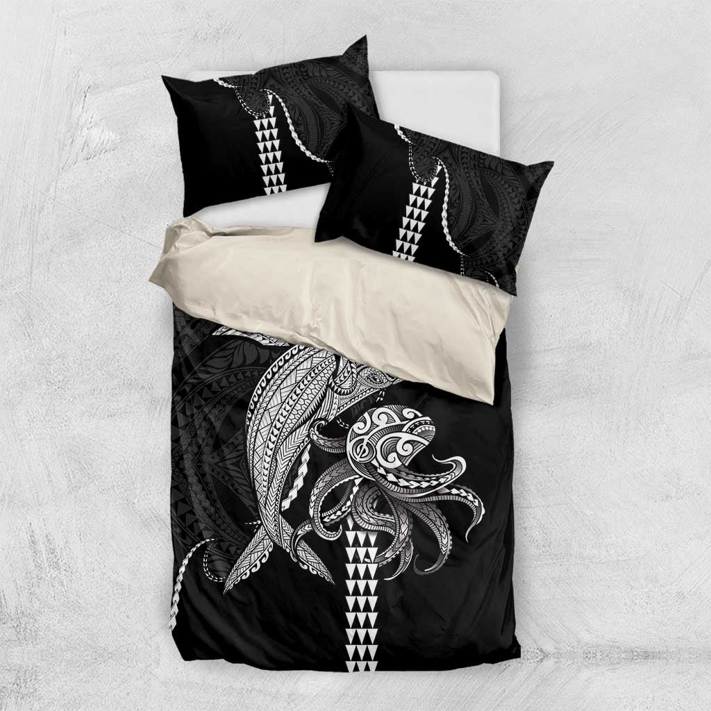 Kanaloa Aloha Hawaii Bedding Set Humpback Whale Octopus Tattoo Kakau Pattern