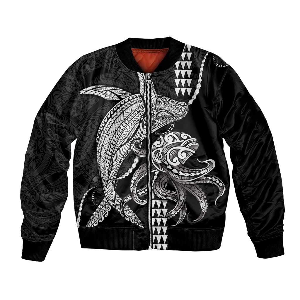 Kanaloa Aloha Hawaii Bomber Jacket Humpback Whale Octopus Tattoo Kakau Pattern