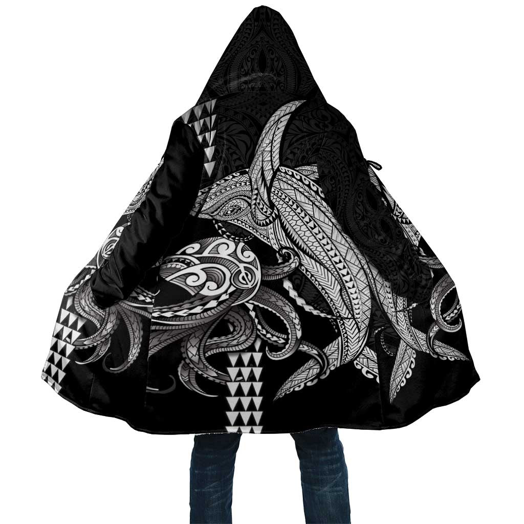 Kanaloa Aloha Hawaii Cloak Humpback Whale Octopus Tattoo Kakau Pattern LT14 Unisex Black - Polynesian Pride