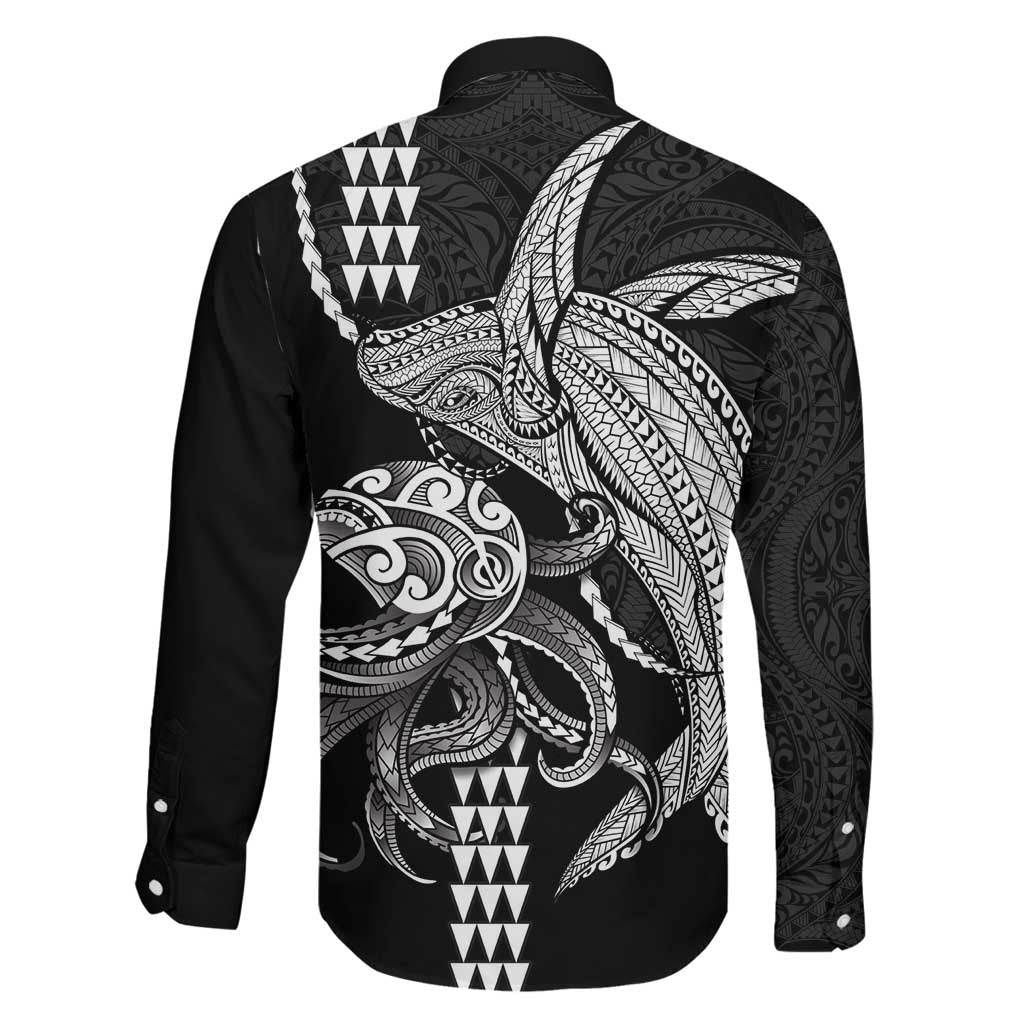 Kanaloa Aloha Hawaii Family Matching Off Shoulder Short Dress and Hawaiian Shirt Humpback Whale Octopus Tattoo Kakau Pattern LT14 - Polynesian Pride