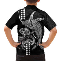 Kanaloa Aloha Hawaii Family Matching Puletasi and Hawaiian Shirt Humpback Whale Octopus Tattoo Kakau Pattern LT14 - Polynesian Pride