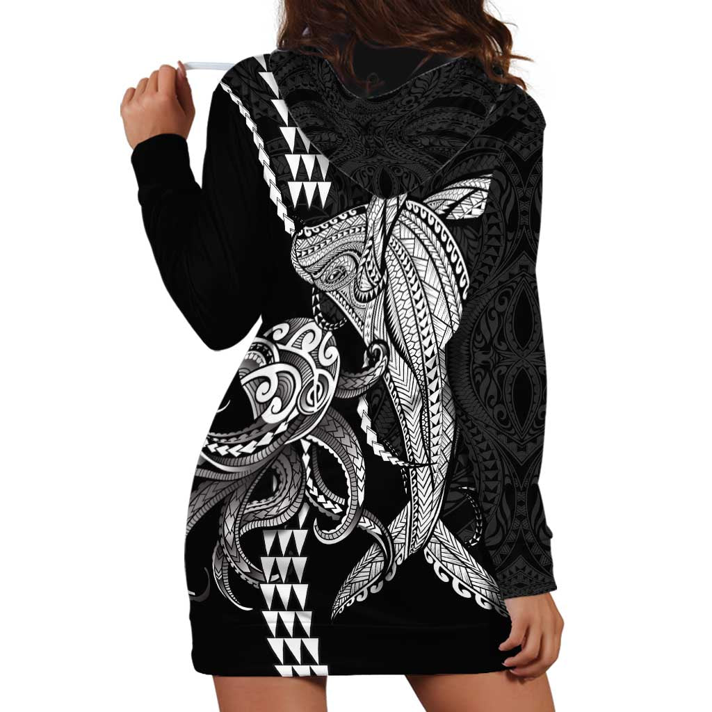 Kanaloa Aloha Hawaii Hoodie Dress Humpback Whale Octopus Tattoo Kakau Pattern LT14 - Polynesian Pride