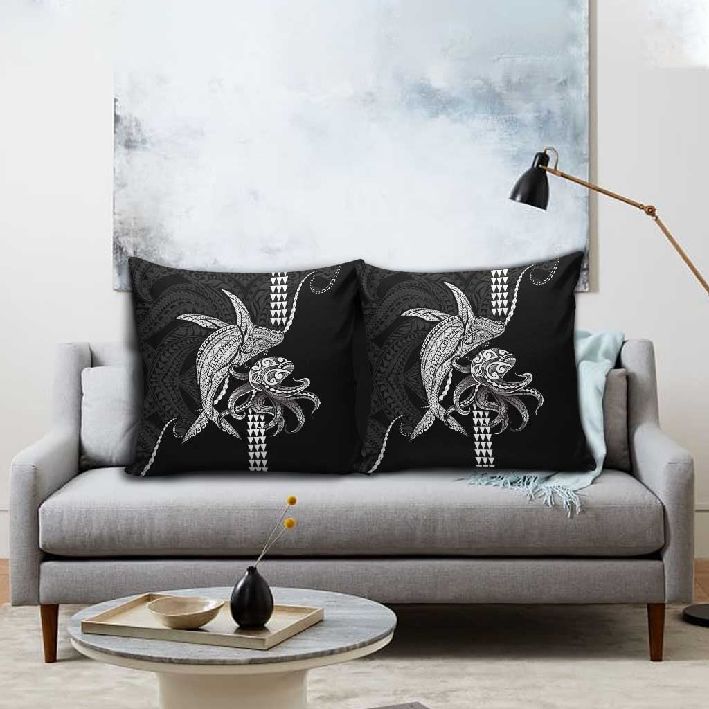 Kanaloa Aloha Hawaii Pillow Cover Humpback Whale Octopus Tattoo Kakau Pattern LT14 - Polynesian Pride