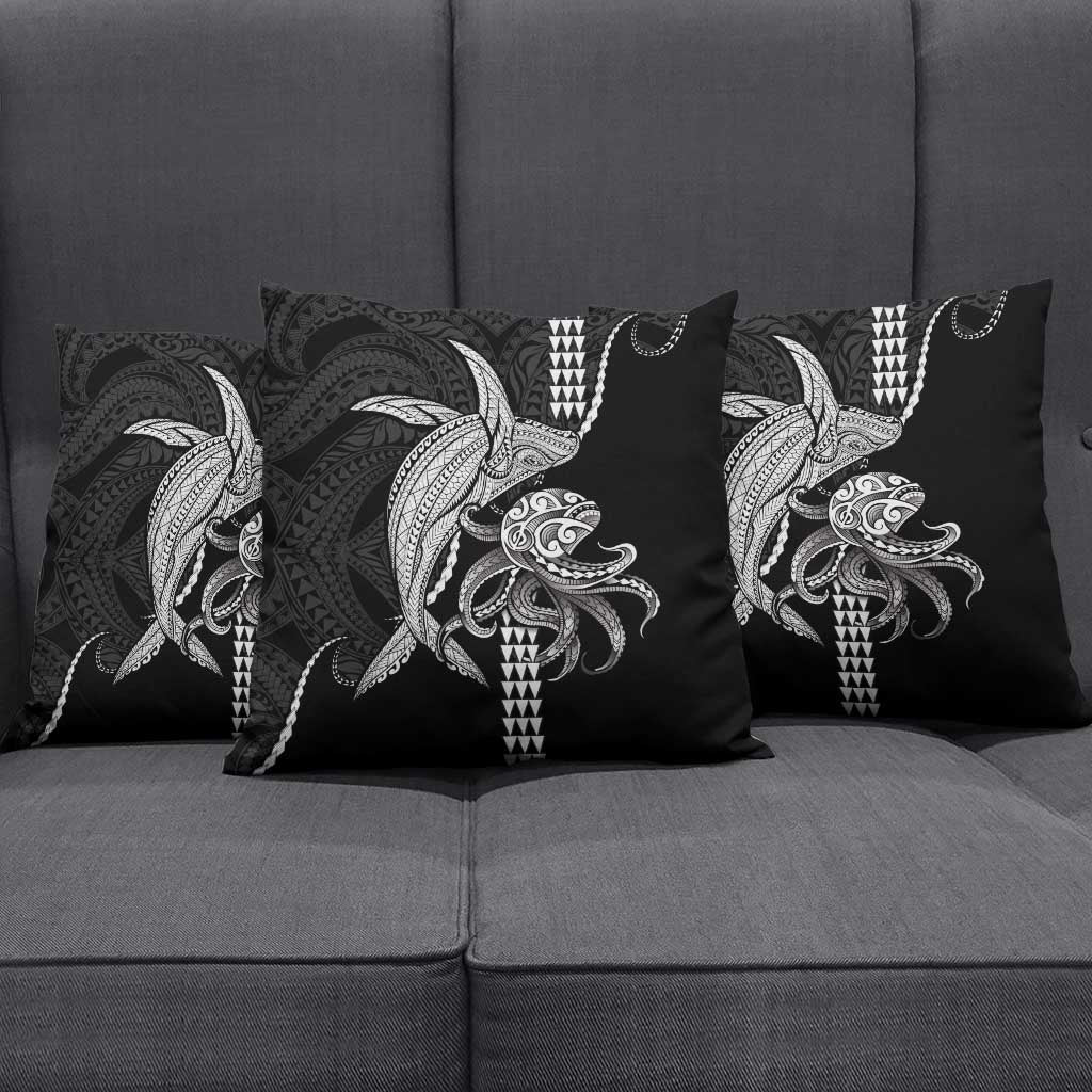 Kanaloa Aloha Hawaii Pillow Cover Humpback Whale Octopus Tattoo Kakau Pattern LT14 - Polynesian Pride